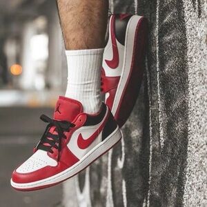 Nike Air Jordan Low Red Black White Sneakers Boys 7